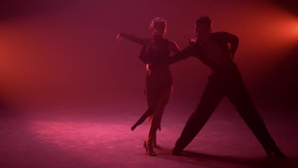 Szenvedélyes pár, akik bent táncolnak. Táncoló táncpartnerek - Felvétel, videó