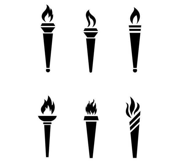 дизайн факела Чорна колекція символ полум'я абстрактні ілюстрації вектор на фоні
  - Вектор, зображення