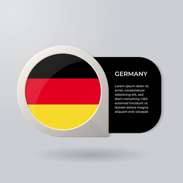3D Map Pointer Flag Nation of Germany with Description Text - Wektor, obraz