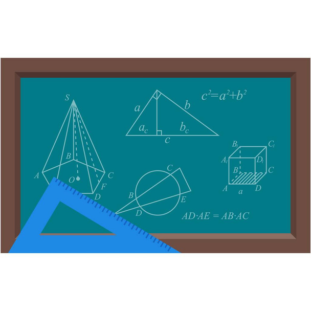 Geometry shape and math formula on vector blackboard - Vektori, kuva