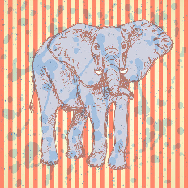 Esquisse éléphant, fond vintage vectoriel
 - Vecteur, image