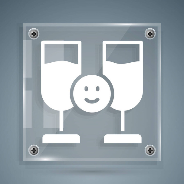 White Friends drinking alcohol icon isolated on grey background. Square glass panels. Vector - Vector, Image