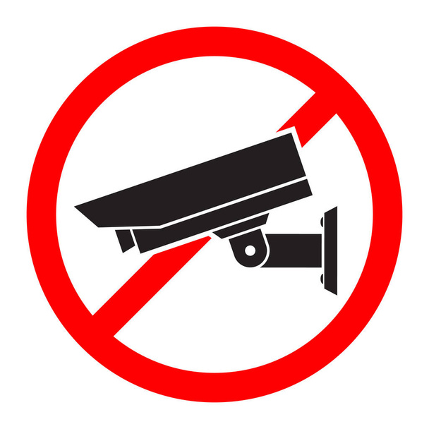 Ei kuvaketta. Kamera kieltää kuvaketta. Videokamera on kielletty. Pysäytä tai kieltää punainen pyöreä merkki videokamera kuvake. Vektoriesimerkki. - Vektori, kuva