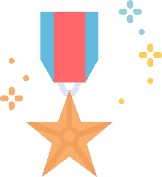 icono de la medalla de honor de día en estilo plano - Vector, Imagen