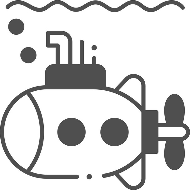 icône de l'armée de mer sous-marine dans le style semisolide - Vecteur, image