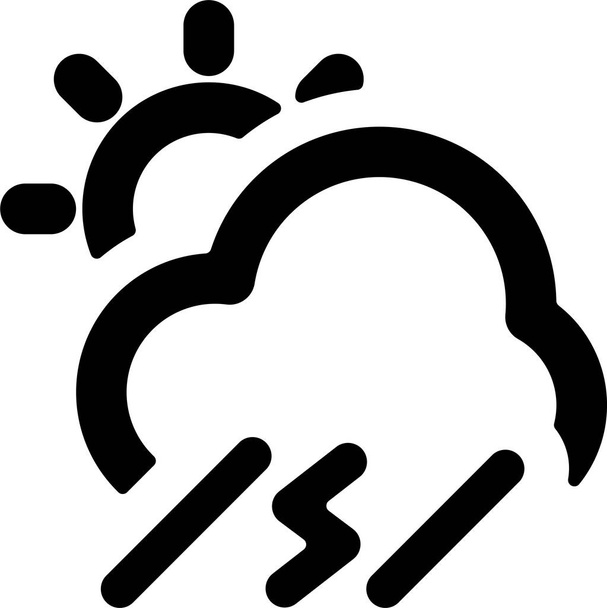 weather rain thunder icon in solid style - Vector, Image