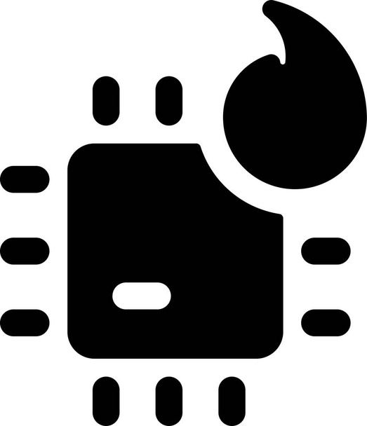ikona požáru počítačového čipu v pevném stylu - Vektor, obrázek