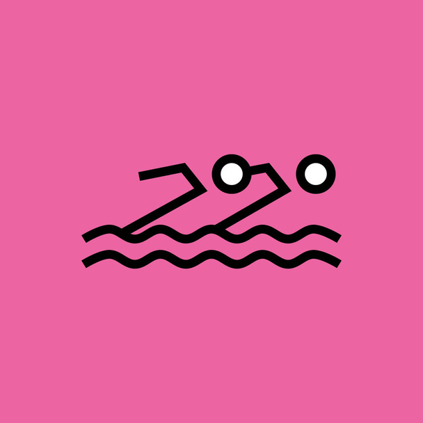Juegos acuáticos icono olímpicos en el estilo de esquema - Vector, Imagen