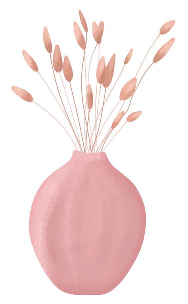 Vase avec fleurs séchées, illustration esthétique - Vecteur, image
