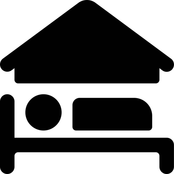 hotel slaapkamer persoon icoon in massieve stijl - Vector, afbeelding