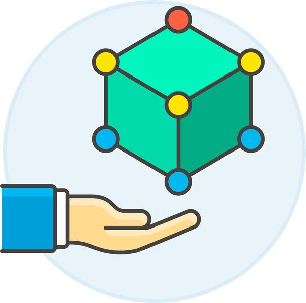 icono de mano de cubo 3d - Vector, imagen