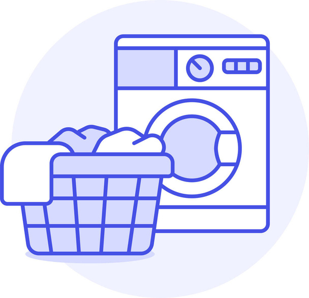 basket cleaning clothes icon in filledoutline style - Vector, Image