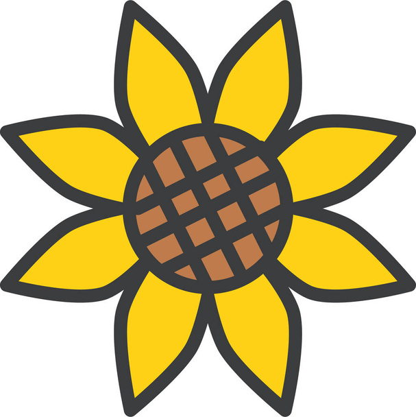 autumn flower sunflower icon in filledoutline style - Vettoriali, immagini