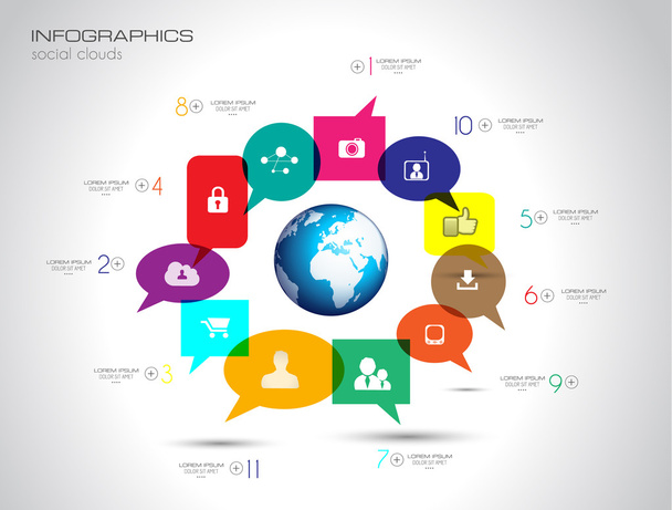 Social Media and Cloud concept Infographic - Vecteur, image