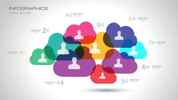 Social Media and Cloud concept Infographic - Вектор,изображение