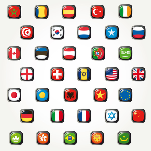 世界旗のセット。ベクトルボタン - ベクター画像