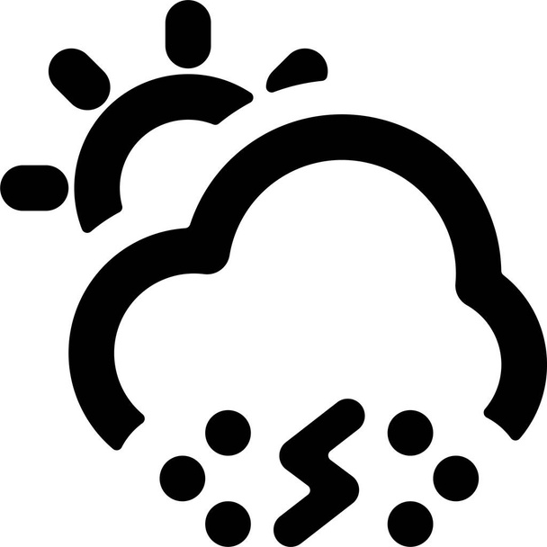 weather snow thunder icon in solid style - Vector, Image