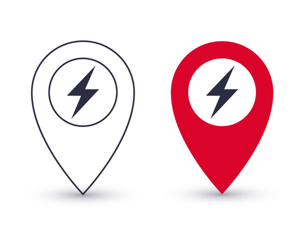 Pointer icons. Charging point for electric vehicles. Geolocation pointers concept. Vector illustration - Vector, Image