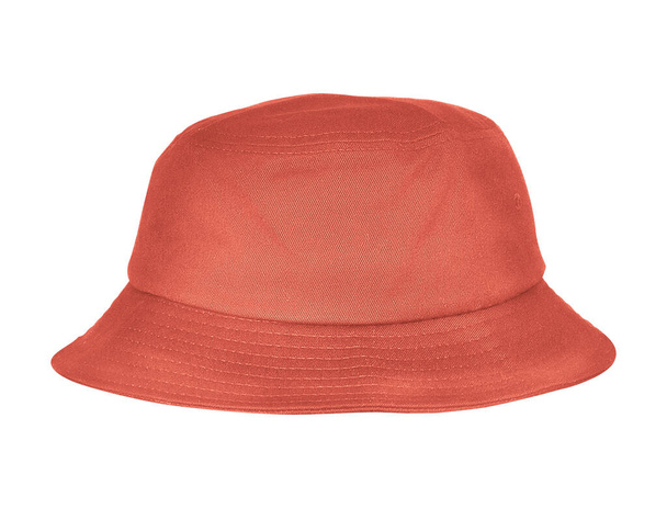 Utilisez ce luxueux modèle de chapeau seau en couleur orange camélia, pour l'affichage le plus efficace de votre désir - Photo, image