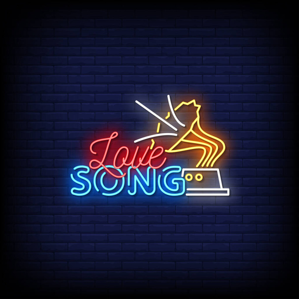 love song, neon sign vector illustration - Vektör, Görsel