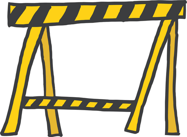 barricade maintenance under construction icon in handdrawn style - Vector, Image
