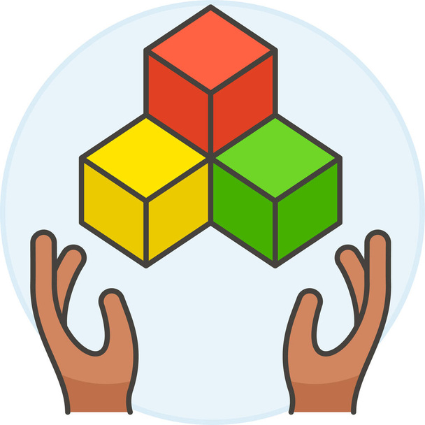 cube hand coding icon - Vector, Image