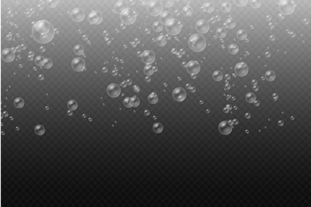Set van witte water realistische zeepbellen. - Vector, afbeelding
