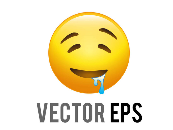 The isolated vector gradient yellow drooling face icon, used to show desire for sexy, attractive, delicious food - Vector, Image
