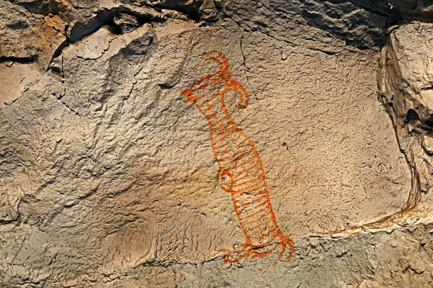 Pitture rupestri (arte parietale), arte preistorica su pareti e soffitti delle grotte di Pee huo toe, provincia di Krabi Thailandia. - Foto, immagini