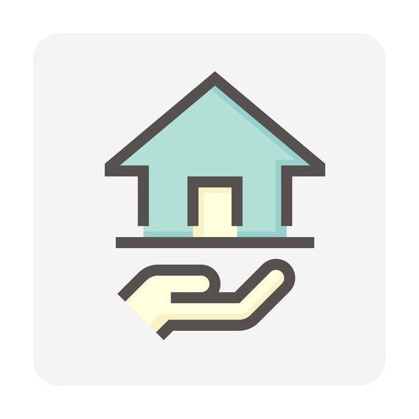 Housing estate and agent or realtors vector icon. Include home or house building. That people is specialize in real estate, property, law i.e. development, owned, sale, rent, buy, investment. 48x48 px - Вектор,изображение