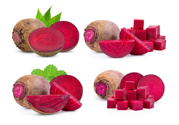 beetroot vegetables with leaf on white background - Photo, Image