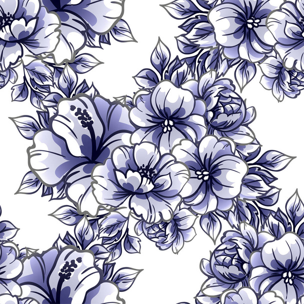 vector illustration of beautiful blue colored flowers ornament for postcard - Vector, afbeelding