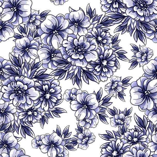 vector illustration of beautiful blue colored flowers ornament for postcard - Вектор, зображення