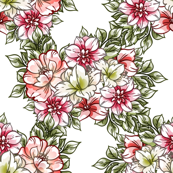elegance seamless pattern with floral elements - Vector, Image