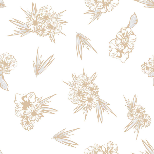 seamless vintage style ornate flowers pattern. floral elements in color - Wektor, obraz