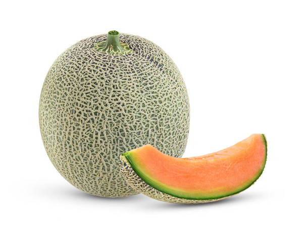 cantaloupe meloen geïsoleerd op witte achtergrond - Foto, afbeelding