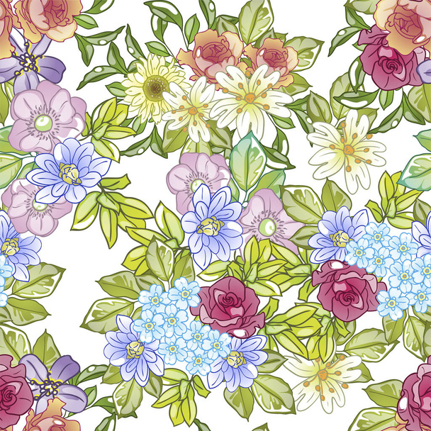 elegance seamless pattern with floral elements - Vector, afbeelding