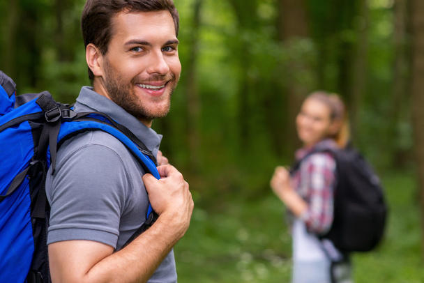 Handsome young man with backpack - Photo, Image