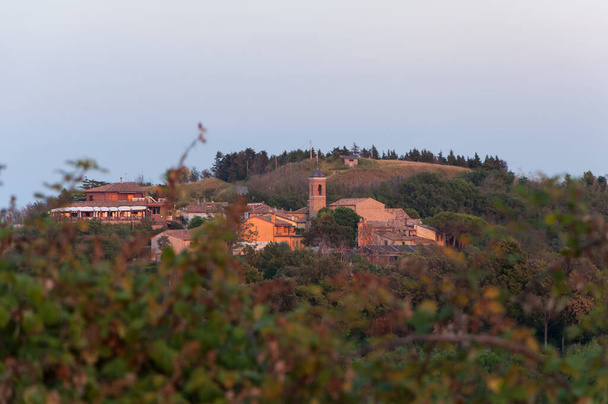 The Castel di Mezzo on a hill in Al Tramonto, Spain - 写真・画像