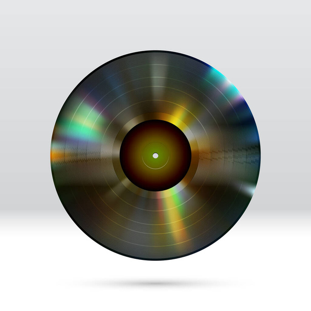 Colorful vinyl disc 12 inch LP record with shiny grooves - Вектор,изображение