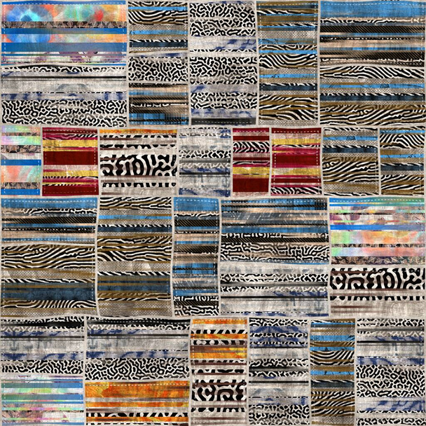 Impresión de patrón de edredón de mezcla de collage de mosaico sin costuras - Foto, imagen