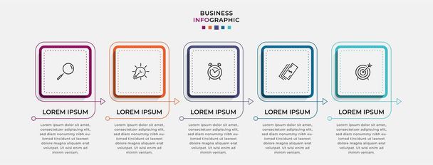 Vector Infographic design business template with icons and 5 options or steps. Can be used for process diagram, presentations, workflow layout, banner, flow chart, info graph - Vector, Image
