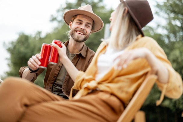 Couple having fun during a picnic - Фото, изображение