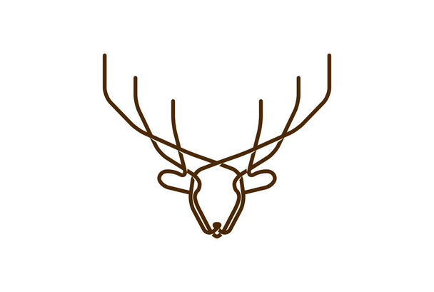 Horned Deer Elk Antler Reindeer Line Monogram Logo Design Vector - Vektori, kuva