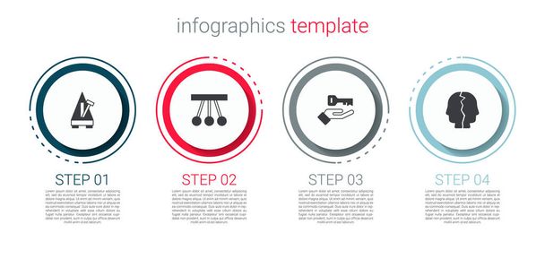 Set Metronome with pendulum, Pendulum, Solution to the problem and Bipolar disorder. Business infographic template. Vector - Vector, imagen
