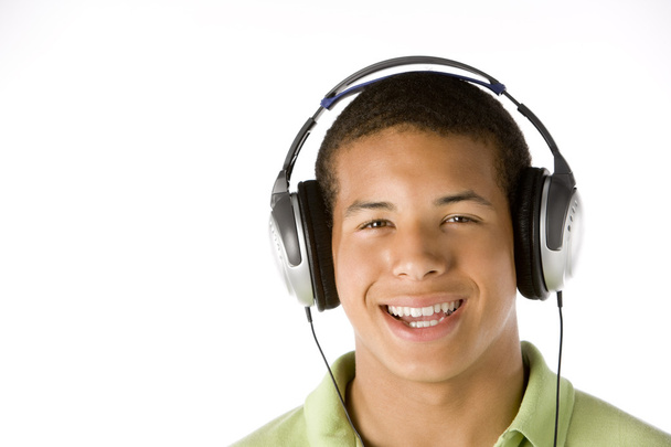 Teenage Boy Listening To Music On Headphones - Φωτογραφία, εικόνα