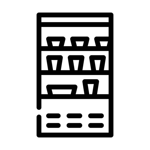 koelkast met eten en drinken in kantine lijn pictogram vector illustratie - Vector, afbeelding