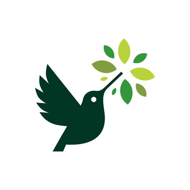 hummingbird colibri leaf tree logo vector icon illustration - Vettoriali, immagini