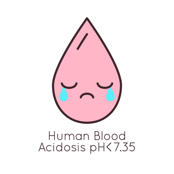 Human blood pH vector icon. Isolated illustration of cardiovascular system health. Normal, alkaline or acidic value. Medical hemathology badge. - Vetor, Imagem