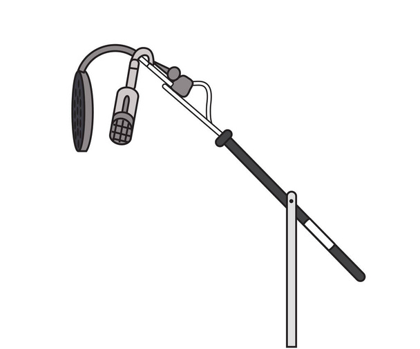 Micrófono en un soporte sobre un fondo blanco. Símbolo. Ilustración vectorial. - Vector, Imagen